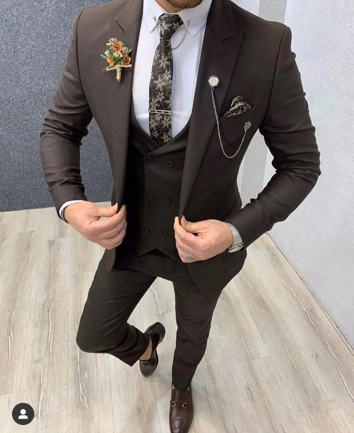 Colorful Burgundy Costume Homme Men Suits Wedding Tuxedos for Groom Slim Fit Blazer Terno Masculino 3 Pieces Jacket Pant Vest