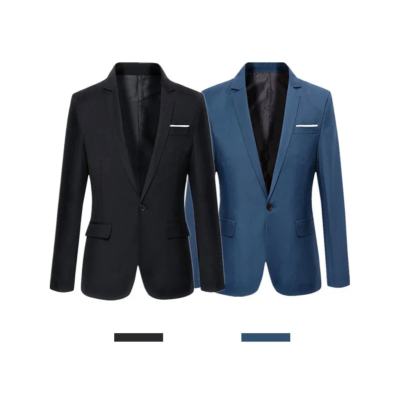 Blue Men Blazers Work Office 2024 Men Tuxedos for Formal Occasions Pockets Coat Blazers Male Custom Men's Business Slim Blazers