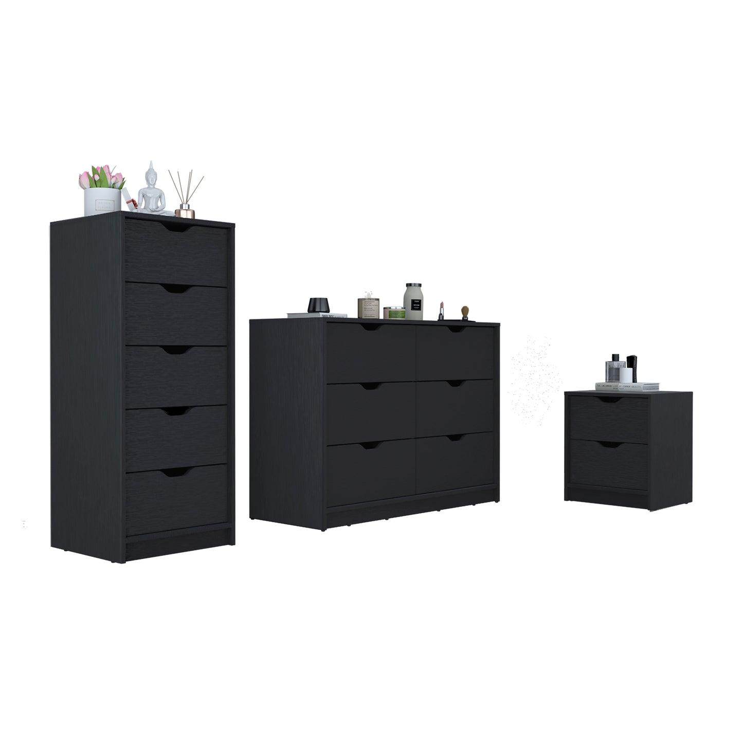 Stockley 3 Piece Bedroom Set, Black