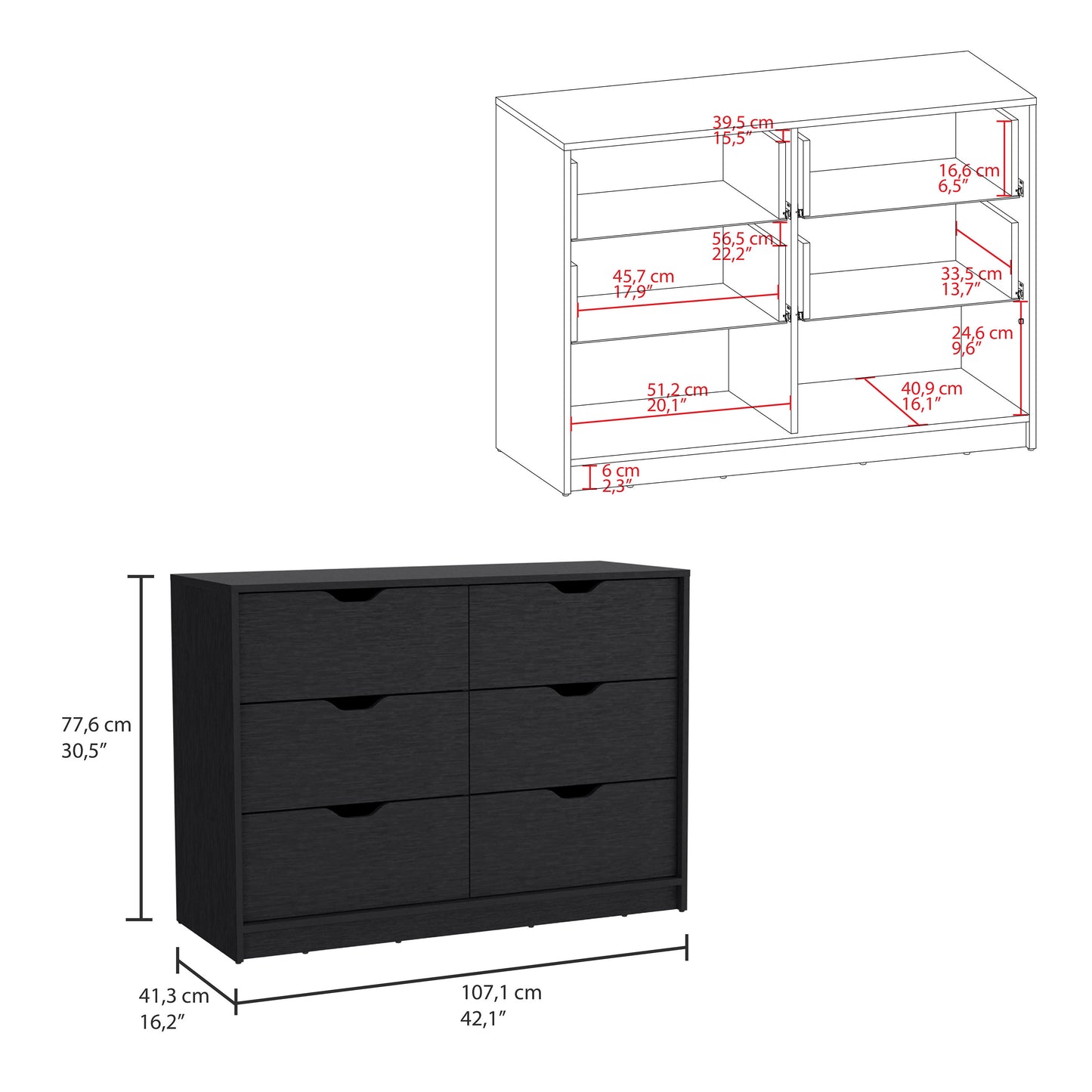 Stockley 3 Piece Bedroom Set, Black